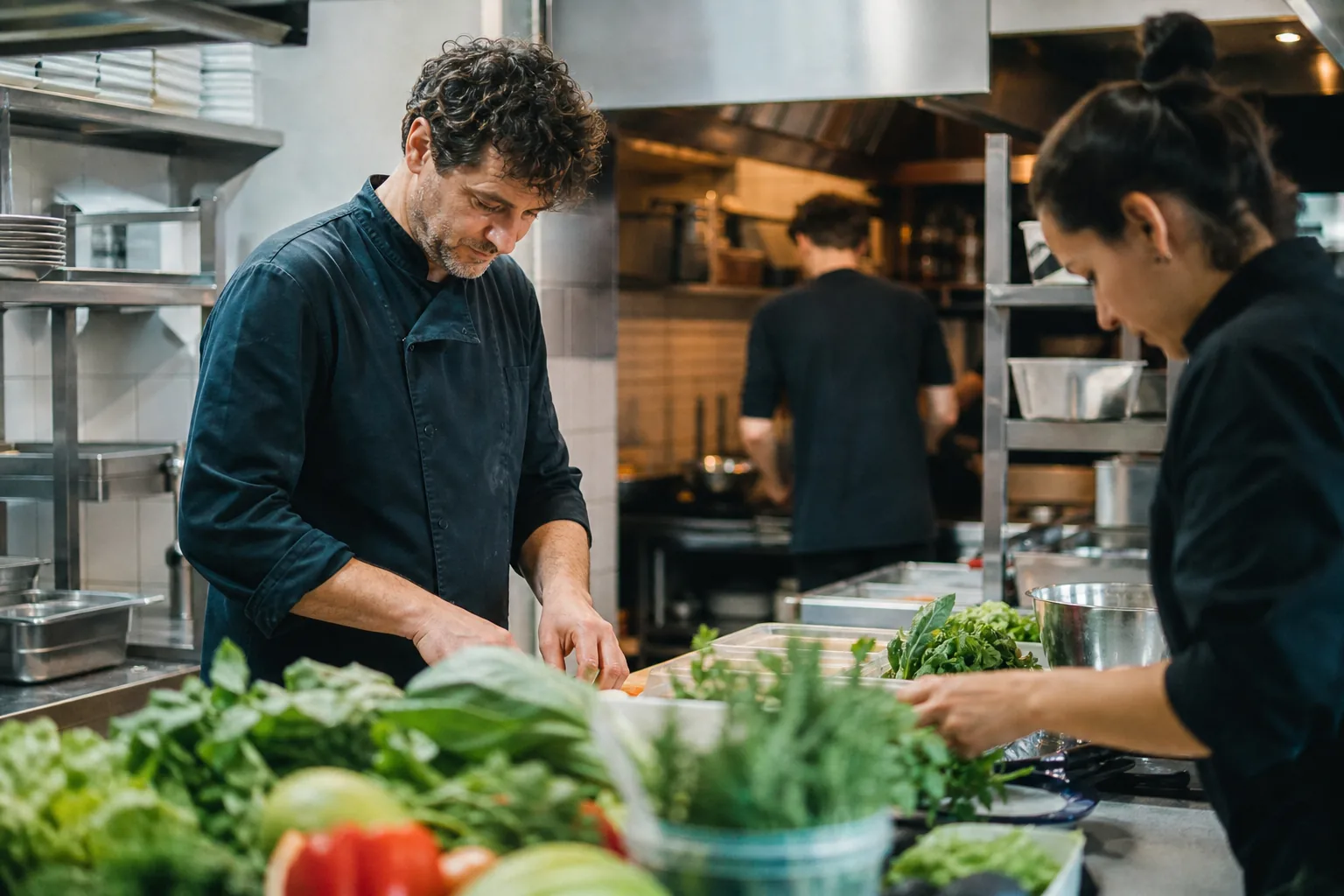 Werk in een Nederlandse horecakeuken. Beeld bij het artikel: In welke volgorde pak je de overstap naar een digitaal hygienelogboek aan?